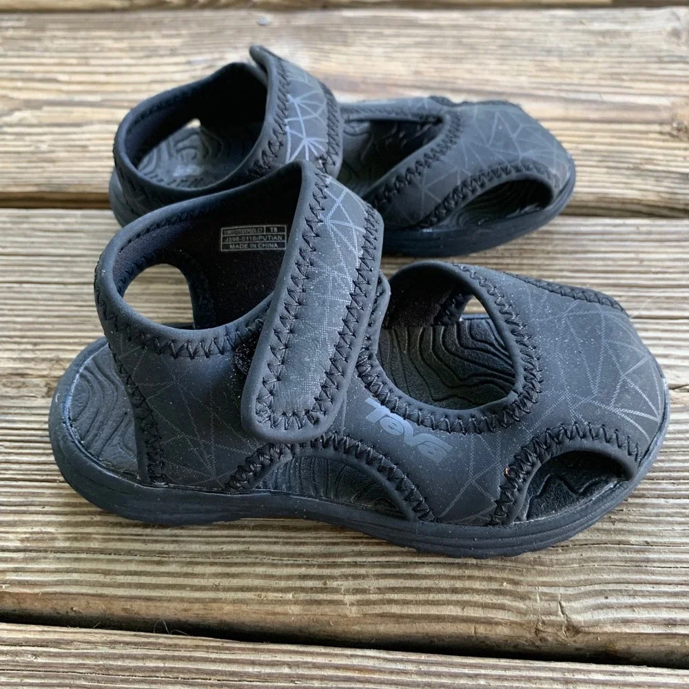 Teva Tidepool CT Water Sandals Baby Toddler Size 5 Black Geometric Closed Toe